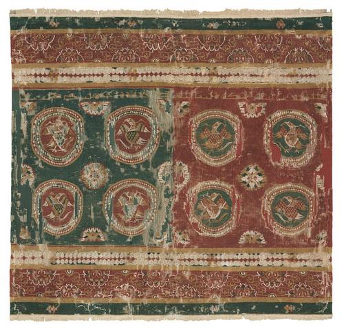 Cushion cover with tiraz inscription, Egypt, early 9th century.  Wool and linen: tapestry weave.  Cleveland Museum of Art, J.  H.  Wade Fund, 1959.48, TL42343.6.  Image: Courtesy of Cleveland Museum of Art.  