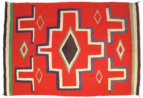 This late 19th century Germantown fine weave blanket with cross pattern will be sold March 8-9 in Mesa, Arizona.