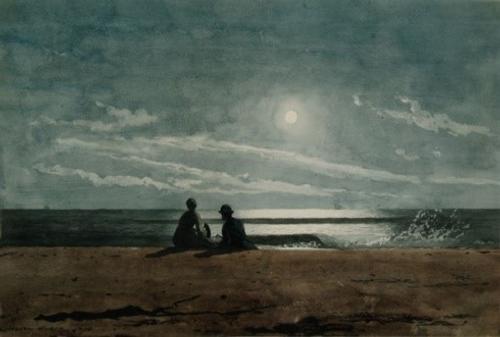 Winslow Homer, Moonlight, 1874, Watercolor and gouache on paper, Arkell Museum at Canajoharie