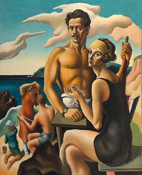 Thomas Hart Benton, Self-Portrait with Rita (detail), 1922.  Oil on canvas; 124.5 x 100 cm.  National Portrait Gallery, Smithsonian Institution, Washington, D.C., Gift of Mr.  and Mrs.  Jack H.  Mooney.  