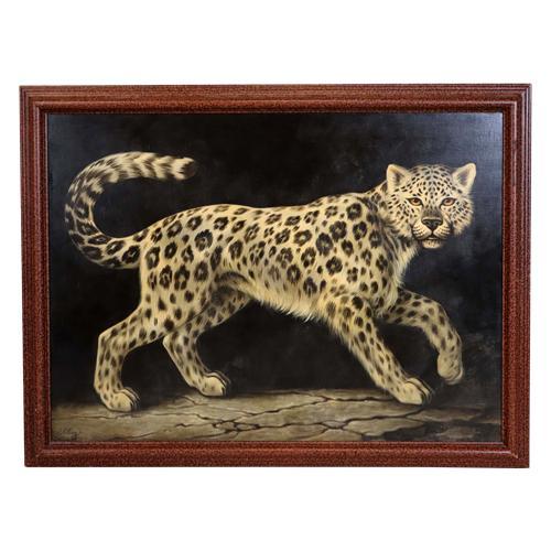 Oil on canvas painting by William Skilling (American, 1862-1964), titled Snow Leopard.