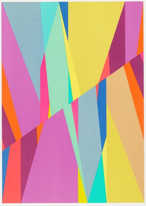 Odili Donald Odita, American, Cut, 2016.  Offset lithograph on white wove paper.  Harvard Art Museums/Fogg Museum, Margaret Fisher Fund, 2018.33.44.  © Odili Donald Odita.  Courtesy of the artist and Jack Shainman Gallery, New York.