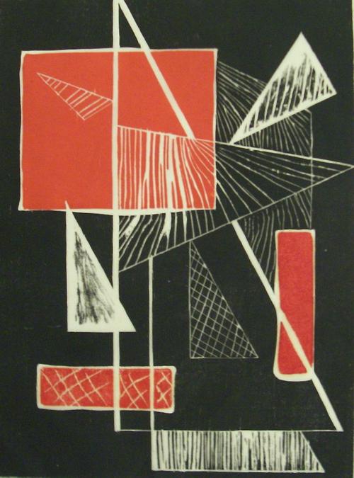 Alice Trumbull Mason, 9 Triangles, 1952, woodcut