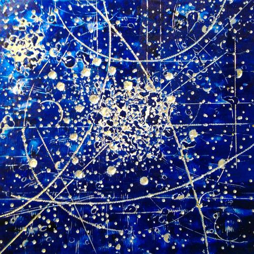 Karen Tompkins, "Messier 8", Oil on gesso on insulation board, 24 x 24 inches, Signed