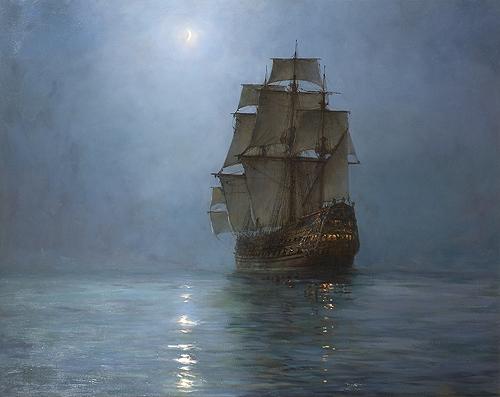 The Crescent Moon, Montague Dawson (1895-1973), British.