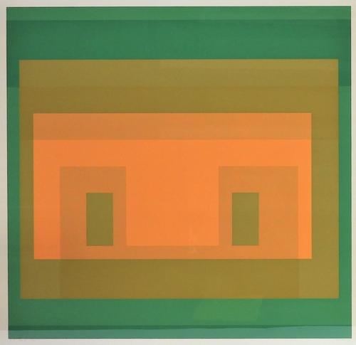 Color screenprint on Arches paper by the German-born American artist Josef Albers (1888-1976), titled I-S, VA 6, edition #90 of 150 (est.  $1,000-$1,500).