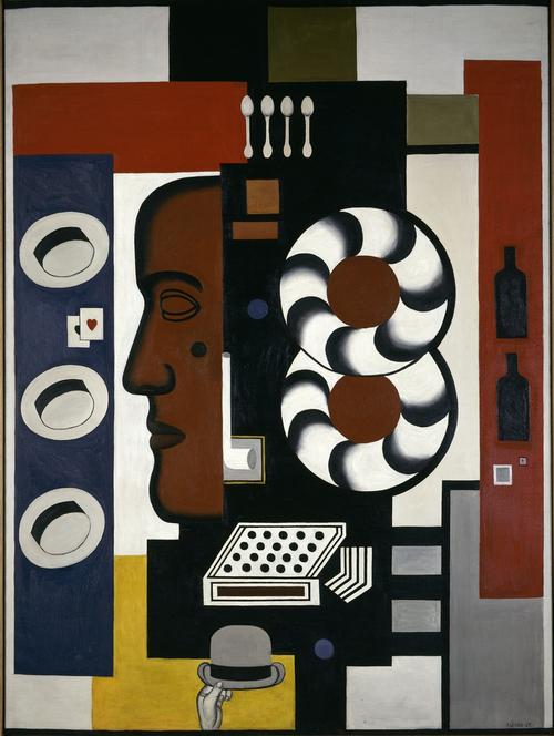 Compostion with Hand and Hats (Composition à la main et aux chapeaux), 1927.  Fernand Léger, French, 1881 - 1955.  Oil on canvas, 97 3/4 x 73 inches (248.3 x 185.4 cm).  Centre Pompidou, Paris Musée national d'art moderne/Centre de création industrielle