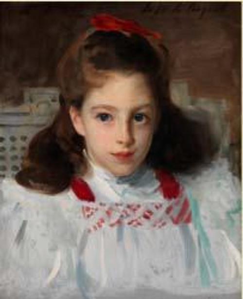 Adelson Galleries, Inc.  John Singer Sargent (1856-1925).  Portrait of Dorothy Vickers.  c.  1885-86.  Oil on canvas.  18 x 15 in.  Inscribed and signed at upper left/upper right: to Mrs.  Vickers / John S.  Sargent.