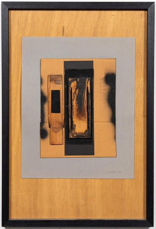 Untitled mixed media on mat board painted wood assemblage by Louise Nevelson (American, 1899-1988), signed and dated (1982), in a 31 ½ inch by 21 ½ inch frame (est.  $10,000-$20,000).