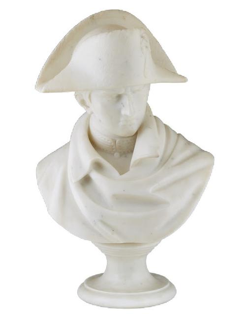 Carved white marble bust of Napoleon from the 19th century, 20 ½ inches tall (est.  $1,000-$2,000).