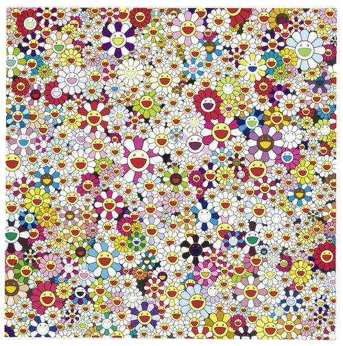  Takashi Murakami Open Your Hands Wide, Embrace Happiness!, 2010 70 7/8 x 70 7/8 in Private Collection, Courtesy of Sabsay Gallery Denmark.  © 2010 Takashi Murakami / Kaikai Kiki Co., Ltd.  All rights reserved 