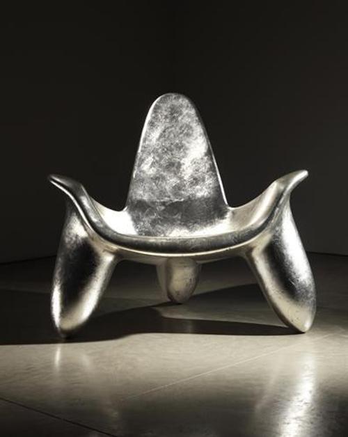 Wendell Castle Triad Chair, 2006 Fiberglass with silver leaf 34 x 36 x 34 in Barry Friedman Ltd.  