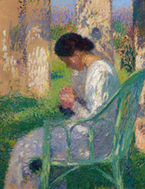 Dr.  Michael Noth - Internationaler Kunsthandel , Henri Jean Guillaume Martin, The Sewing Lisette in an Arbour at Marquayrol.  Oil on canvas 