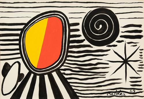 Alexander Calder (1898-1976) Sol y Sombra, 1969 Gouache and ink on Canson paper 29 1/2 x 43 inches