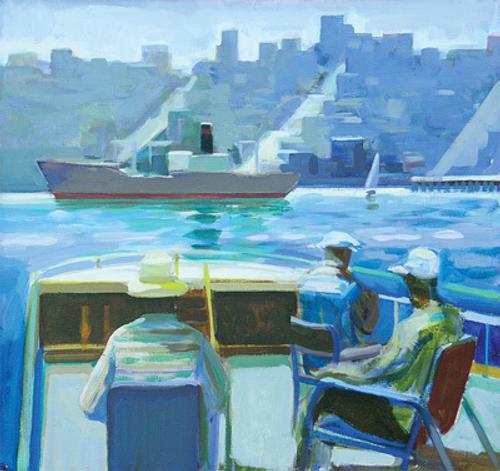 JAMES WEEKS, Framed oil on canvas, “Sunday Boating,” 42” x 44”