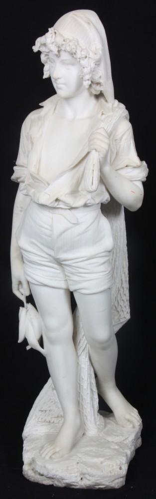 This gorgeous marble sculpture, signed "A.  Cipriani" and standing 50 1/2 inches tall, will be sold June 21st.