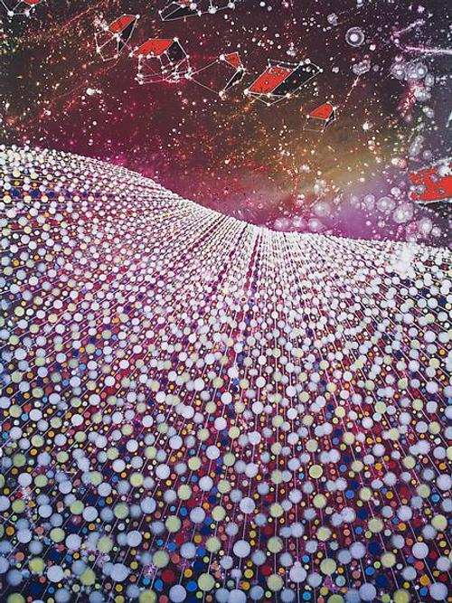 Barbara Takenaga, Geo Constellation, 2013.  Acrylic on wood panel, 42 x 36 inches.  