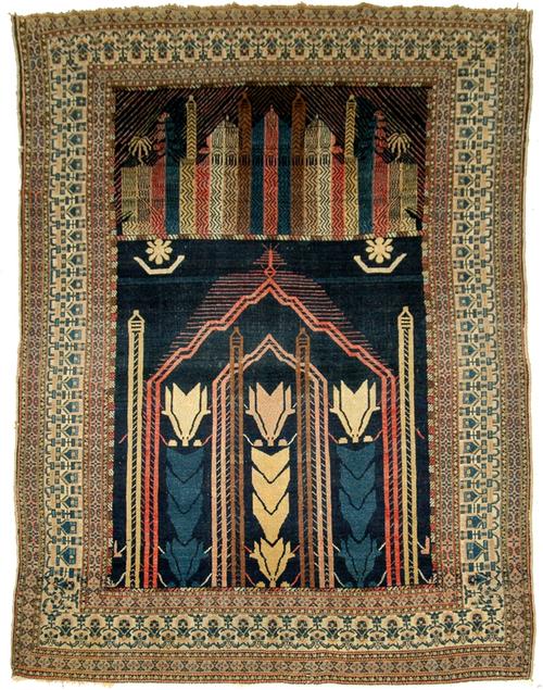 An Antique Pictorial Persian Seneh Wool Rug