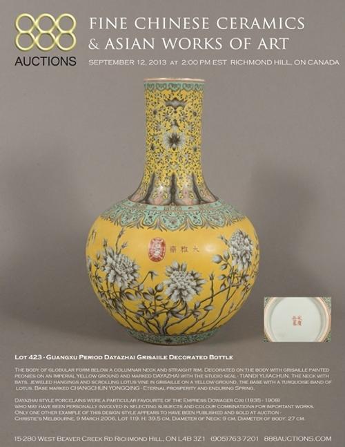 September 12, 2013 FINE CHINESE CERAMICS & ASIAN WORKS OF ART AUCTION