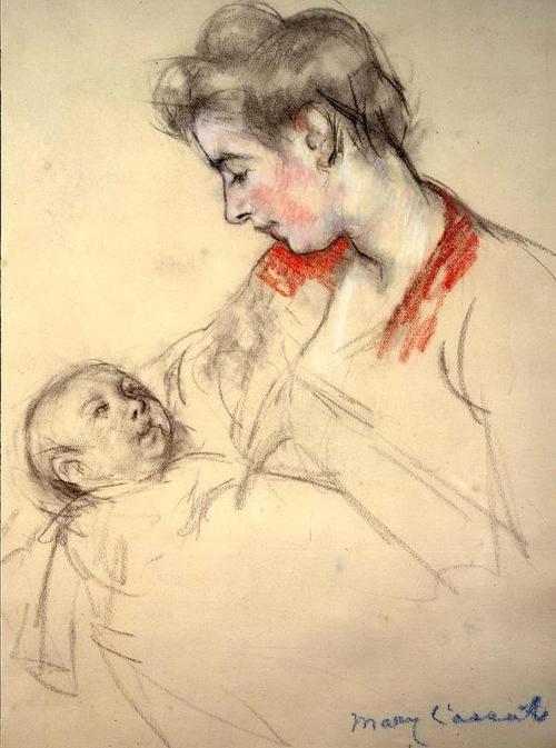 Mary Cassatt (1844-1926) Mother and Child, circa 1900 Pastel and charcoal on paper 19 7/8 x 15 inches Signed lower right: Mary Cassatt.  From Gavin Spanierman.