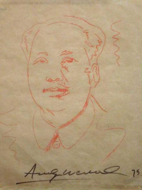 Andy Warhol will make multiple appearances in the auction, including this crayon sketch on thin tan paper of Chinese leader Chairman Mao (1975), a signed attribution (est.  $80,000-$120,000).