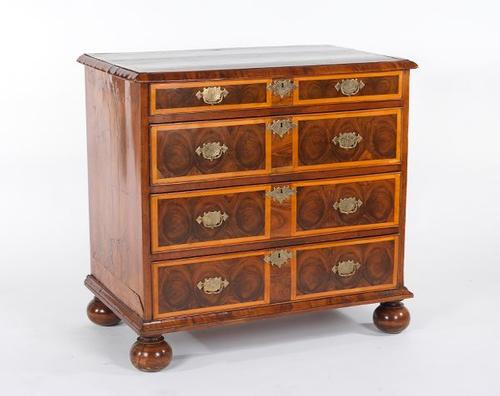 lot 1227.  18th Century English Oyster Burl Veneered Chest of Drawers estimated $1,800-$2,800