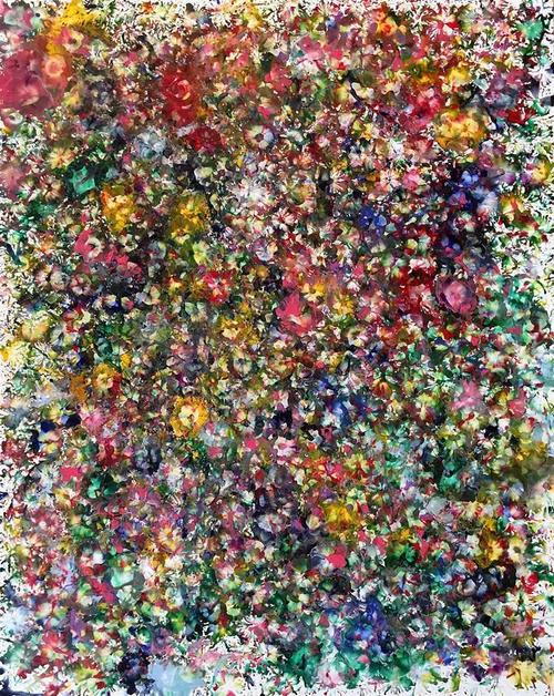 Maria Fernandez Gold,Field of Blooms,Encaustic on Canvas,60''x48''