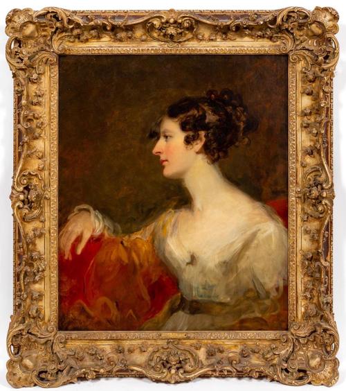 Oil on canvas Portrait of Miss Kent by Sir Thomas Lawrence (British, 1769-1830), apparently unsigned and measuring 30 ¼ inches by 25 inches (est.  $8,000-$12,000).