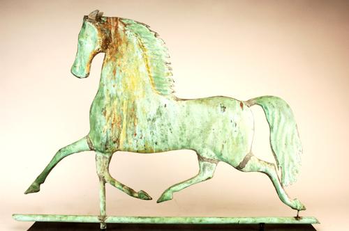 RJG Antiques, Blackhawk Prancing Horse Weathervane Attr.  To J.  W.  Fiske, New York, Ca.  1875