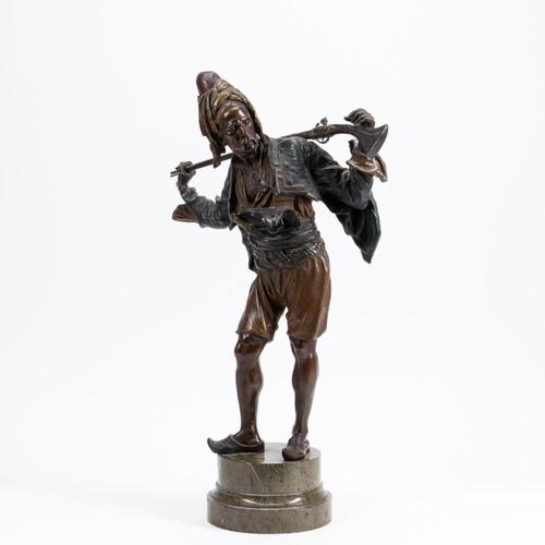 Patinated bronze sculpture on a marble base by Franz Bergmann (Austrian, 1861-1936), taka Nam Greb, titled Mameluk Warrior, with a foundry mark (estimate: $5,000-$10,000).