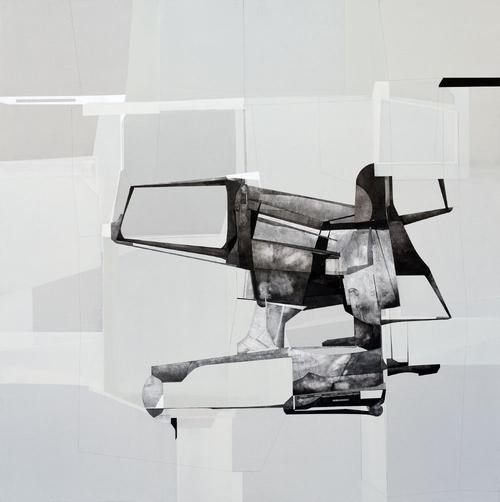 James Kennedy // Fiction 3 2014 // 60 x 60 inches acrylic polymer and glazed graphite over gesso on eucalyptus masonite panel 