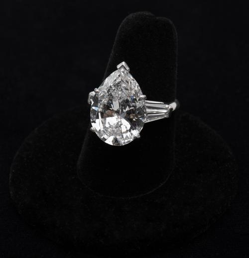 Lot 134: GIA certified 9.19 carat pear-shape diamond solitaire.  Estimate $75,000-100,000