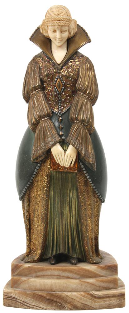 This bronze and ivory statue by Dimitri Chiparus (Rom./Fr., 1886-1947), depicting a young woman, will be sold at auction Feb.28.