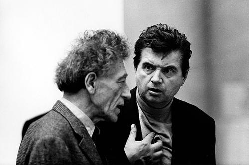 Artists Alberto Giacometti and Francis Bacon.  Photo: Graham Keen / TopFoto