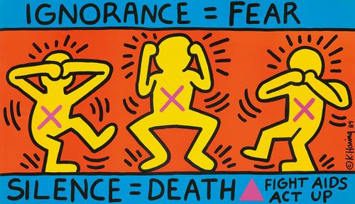 Keith Haring, Act Up / Ignorance = Fear.  1989.  (est.  $1,200-$1,500).