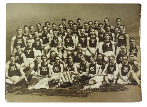 Gelatin silver print photo of Yale University's men's outdoor track and field, circa 1903, 22.5 inches by 30.75 inches, nicely matted and mounted on board (est.  $1,500-$2,000).