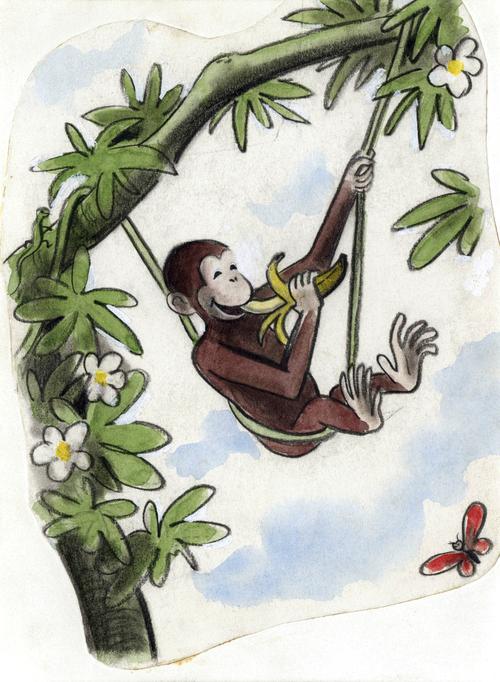 H.  A.  Rey, final illustration for “This is George.  He lived in Africa,” published in The Original Curious George (1998), France, 1939–40, watercolor, charcoal, and color pencil on paper.  H.  A.  & Margret Rey Papers, de Grummond Children’s Literature Collection, McCain Library and Archives, The University of Southern Mississippi.  Curious George, and related characters, created by Margret and H.  A.  Rey, are copyrighted and trademarked by Houghton Mifflin Harcourt Publishing Company