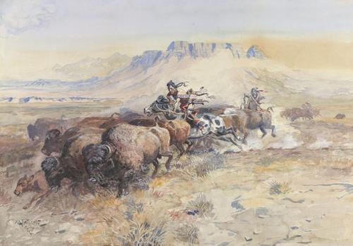 Charles M.  Russell (1864–1926) Wild Man’s Meat, 1899 Watercolor, opaque watercolor, and graphite on paper Courtesy Sid Richardson Museum, Fort Worth, Texas