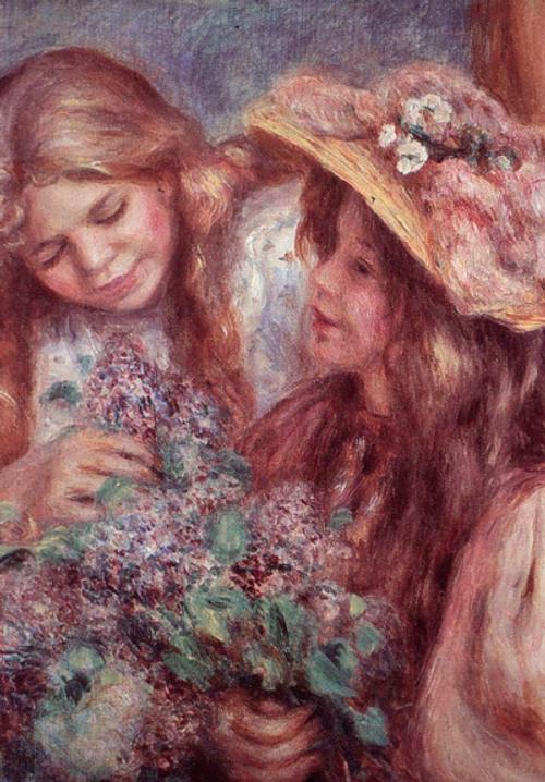 Pierre August Renoir, Jeune filles aux lilas, c.  1890 21 5/8 by 8 inches oil on canvas The Lois and David Lerner Collection