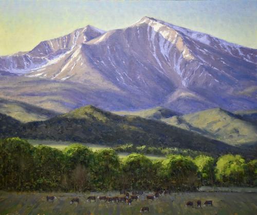 Dan Young, "June Below Sopris," oil on panel, 20 x 36 inches