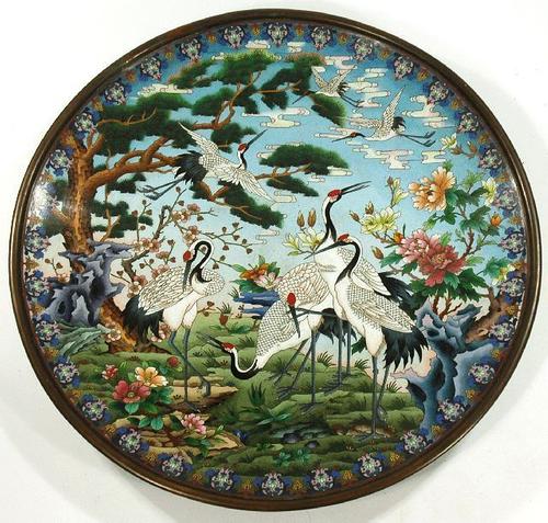 A large Chinese cloisonne charger, 20th century