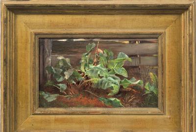 Edward L.  Custer - Burdock Plants Beside a Fence