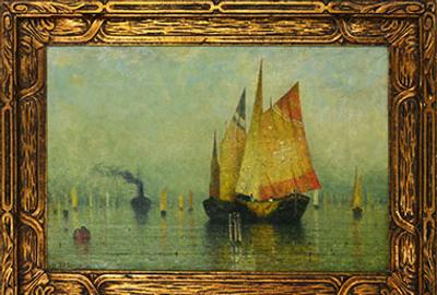 1882 John B.  Botto oil of the Venetian lagoon.  