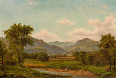  Lot 31: JOHN BUNYAN BRISTOL, American (1826-1909) Summer Landscape, oil on canvas, initialed lower left "J.B." 30 x 40 inches.  Estimate $4,000-6,000 